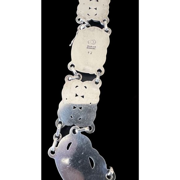 Georg Jensen Denmark Sterling Silver Coral Dove Bird Panel Links Necklace No. 17 - Picture 6 of 10